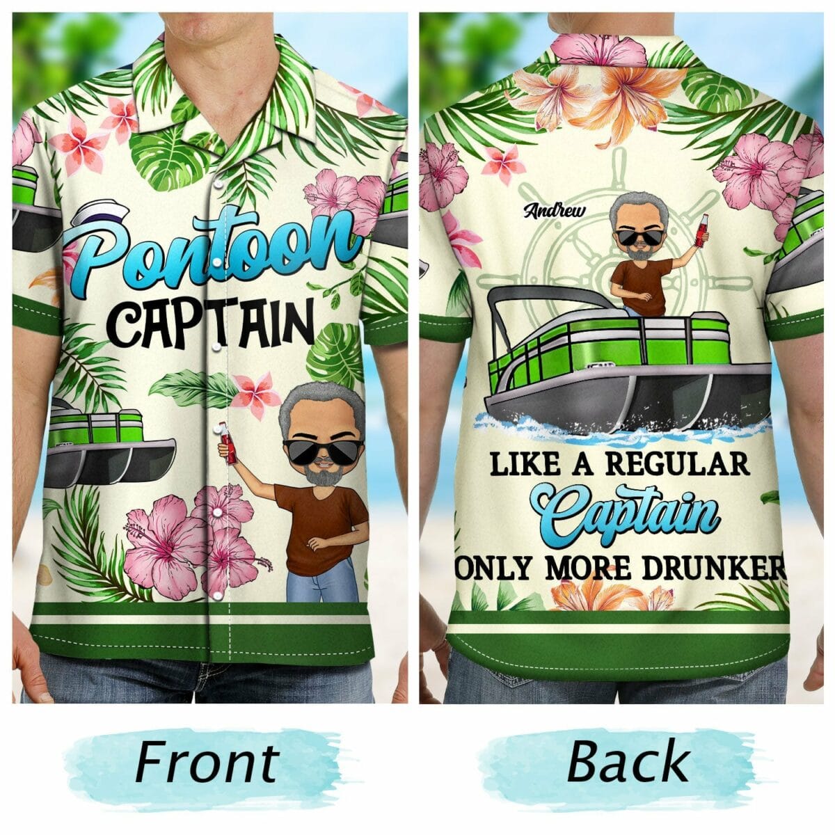 boating pontoon captain birthday traveling cruising gift for pontooning lovers beach lovers travelers personalized custom hawaiian shirt