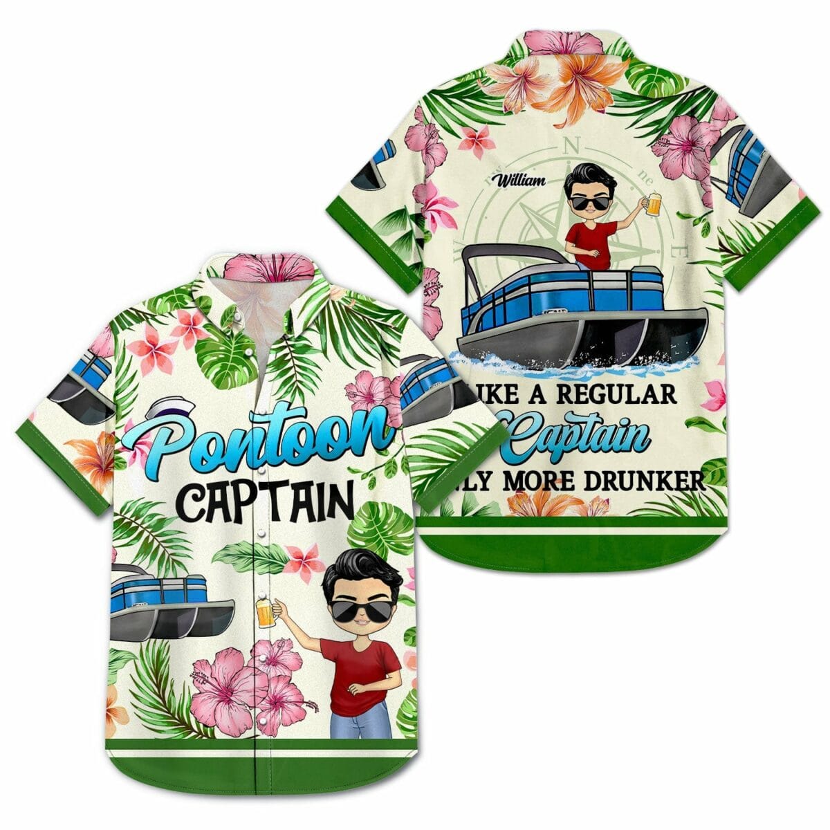 boating pontoon captain birthday traveling cruising gift for pontooning lovers beach lovers travelers personalized custom hawaiian shirt huvfd