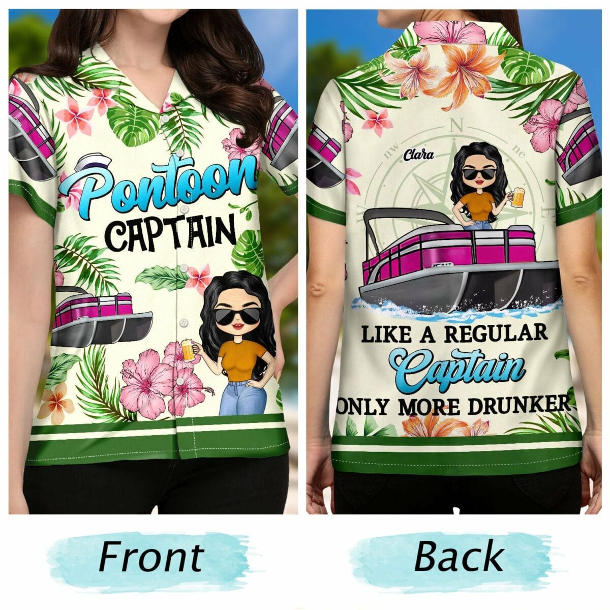 boating pontoon captain birthday traveling cruising gift for pontooning lovers beach lovers travelers personalized custom hawaiian shirt t5sb1