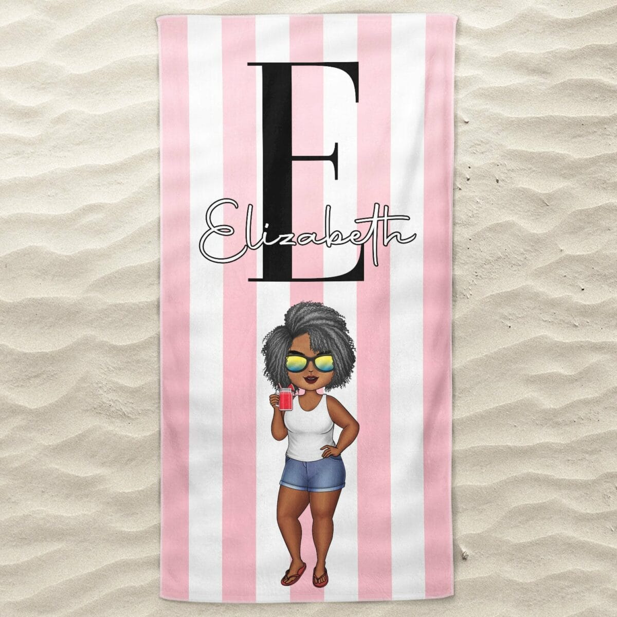 chibi alphabet traveling beach poolside swimming picnic vacation corner birthday funny gift for her him besties family personalized beach towel ypcgh