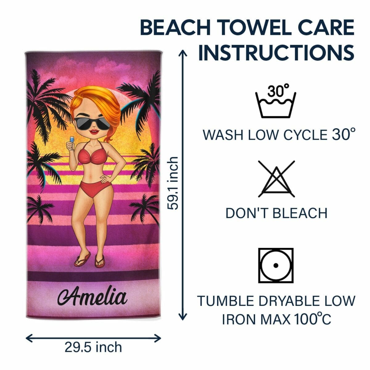 chibi traveling beach poolside swimming picnic vacation stars and stripes birthday funny gift for her him besties family personalized custom beach towel cnapf