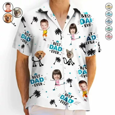 Homepage FivSell 24 custom photo best dad ever kids dog cat personalized hawaiian shirt fwwvs