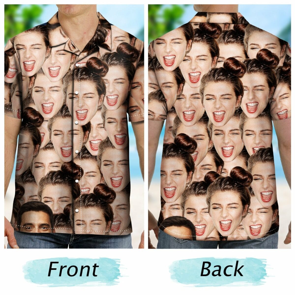 custom photo funny family pet face pattern gift for men dog and cat lovers family personalized hawaiian shirt b2h5w
