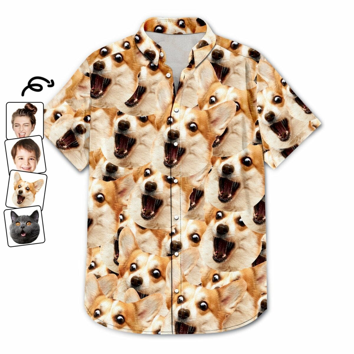 custom photo funny family pet face pattern gift for men dog and cat lovers family personalized hawaiian shirt nozin