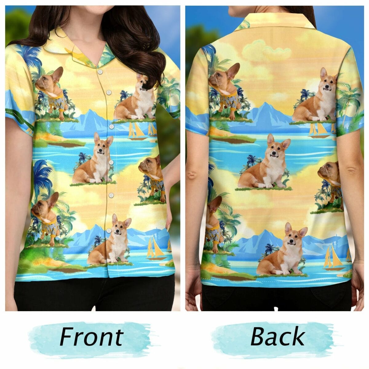 custom photo funny family pet face tropical island funny gift for pet lovers dog mom cat mom dog dad cat dad personalized hawaiian shirt groqq