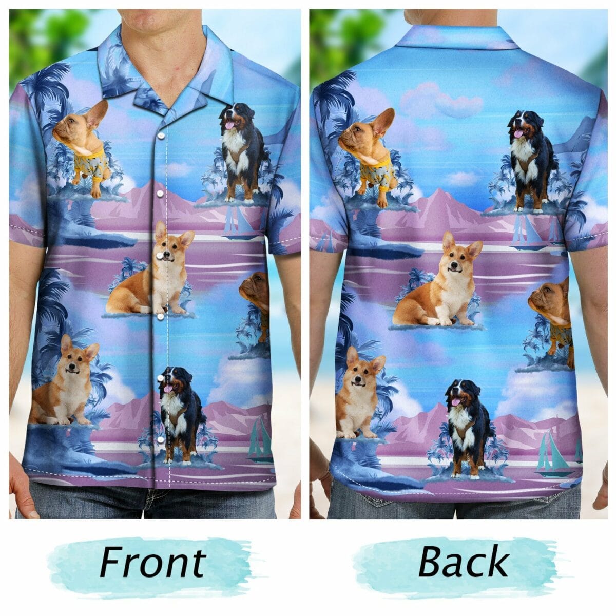 custom photo funny family pet face tropical island funny gift for pet lovers dog mom cat mom dog dad cat dad personalized hawaiian shirt