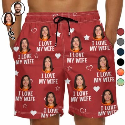 Homepage FivSell 2 custom photo funny i love my lover gift for husband boyfriend personalized unisex beach shorts 5vclb