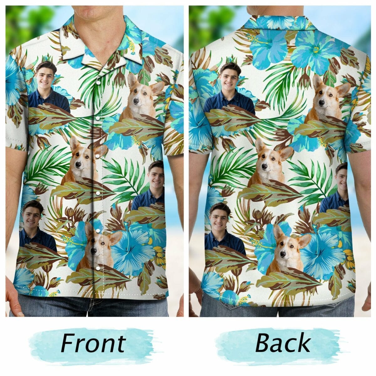 custom photo human and pet faces gift for men women dog and cat lovers personalized hawaiian shirt