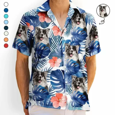 Homepage FivSell 34 custom photo tropical leaves funny family pet face personalized hawaiian shirt sdqkg
