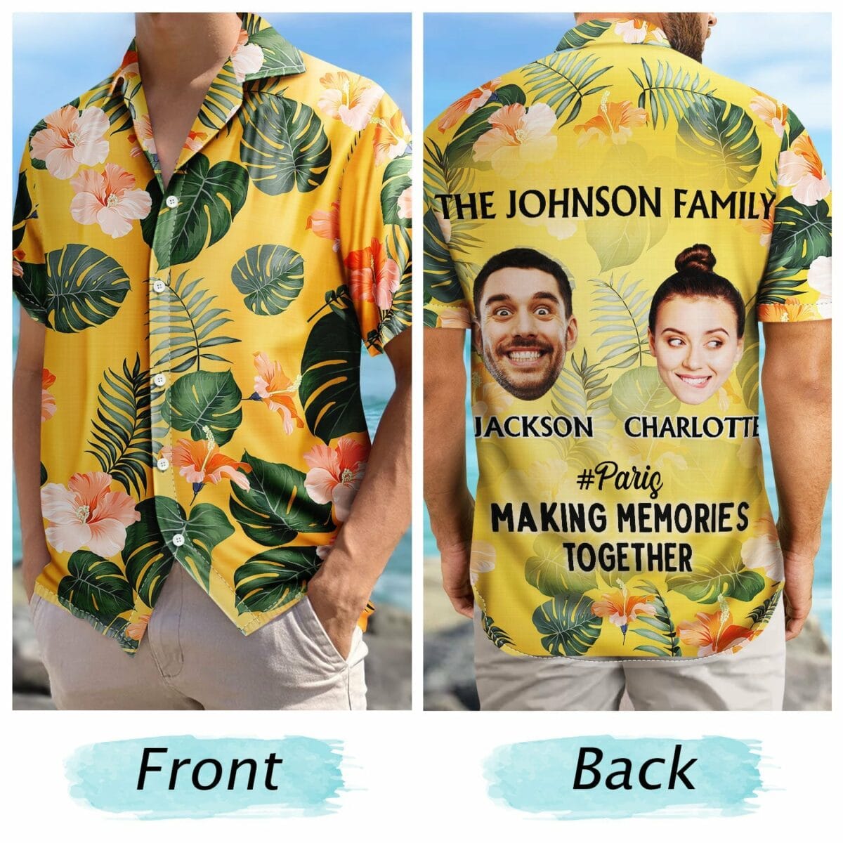 custom photo vacation traveling beach gift for family besties sibling colleagues couples personalized hawaiian shirt