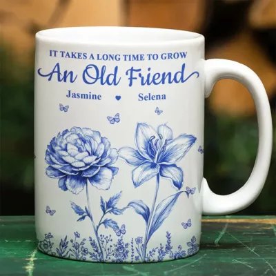 Homepage FivSell 9 grow an old friend toile birth flower personalized white edge to edge mug zpnb0