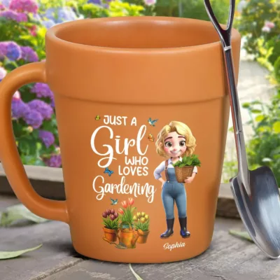 Homepage FivSell 8 just a girl who loves gardening personalized plant pot ceramic mug v51uq