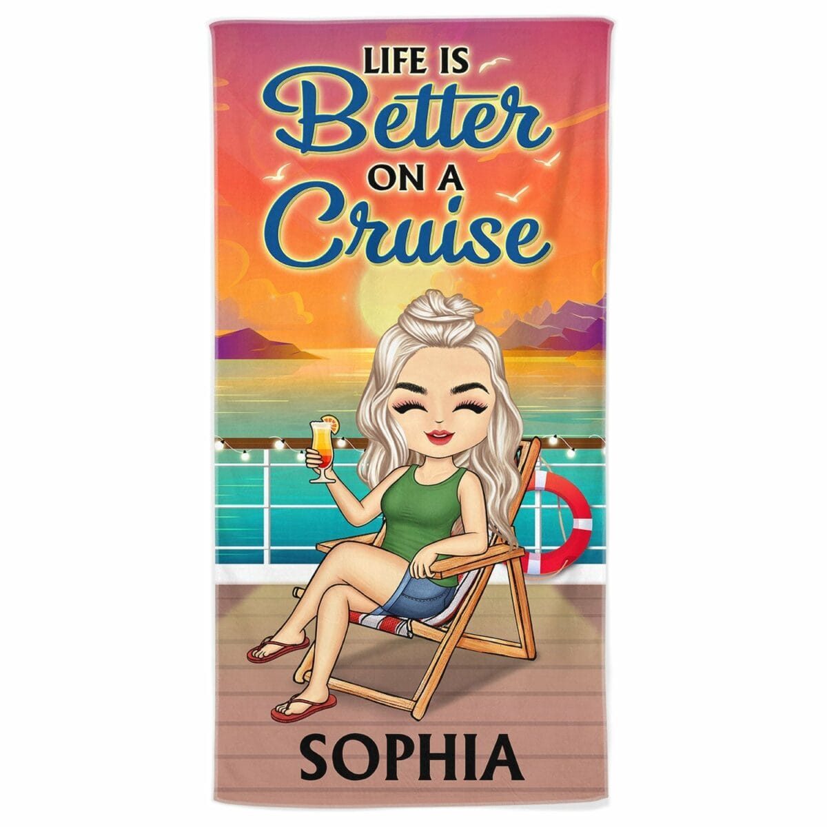 life is better on a cruise vacation birthday funny gift for cruising lovers traveling lovers personalized beach towel nwl8i