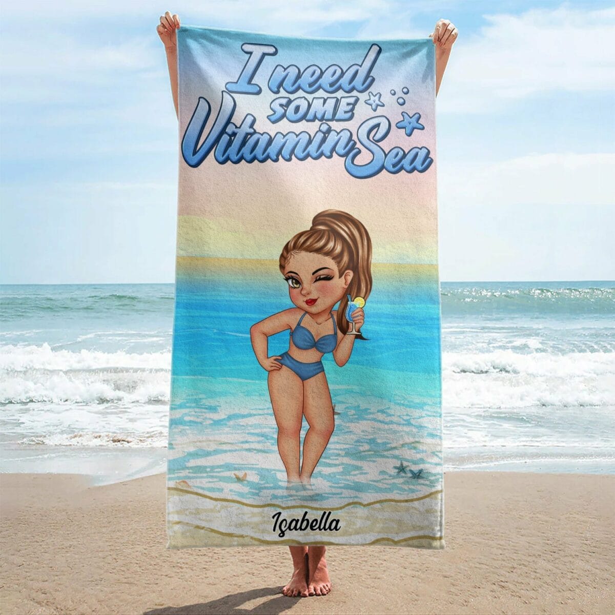 tanned and tipsy travel vacation gift for woman beach lovers personalized beach towel ecjak