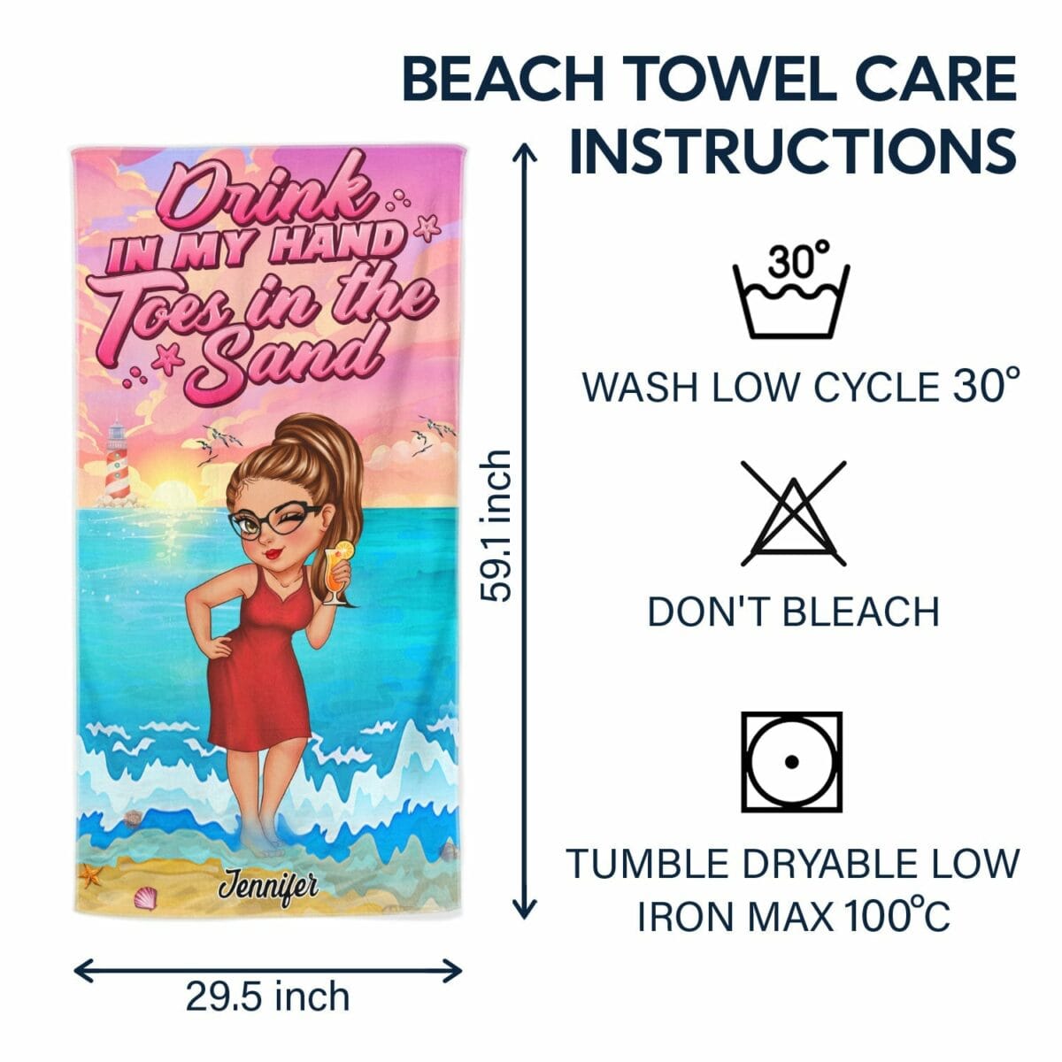 tanned and tipsy travel vacation gift for woman beach lovers personalized beach towel k06gw