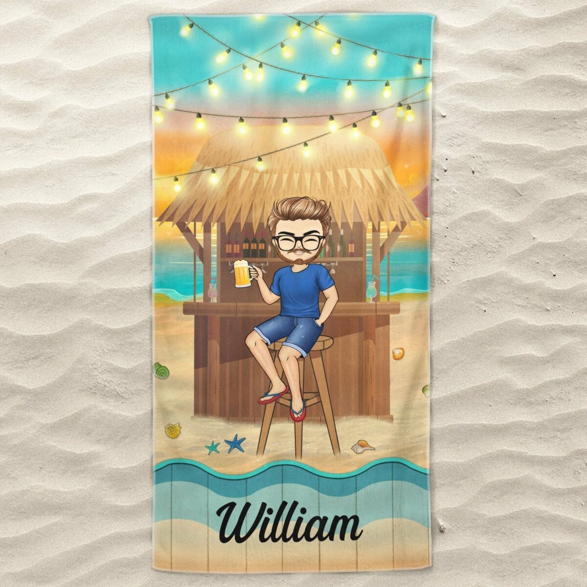 traveling beach bar poolside swimming picnic vacation birthday funny gift for her him besties family personalized custom beach towel