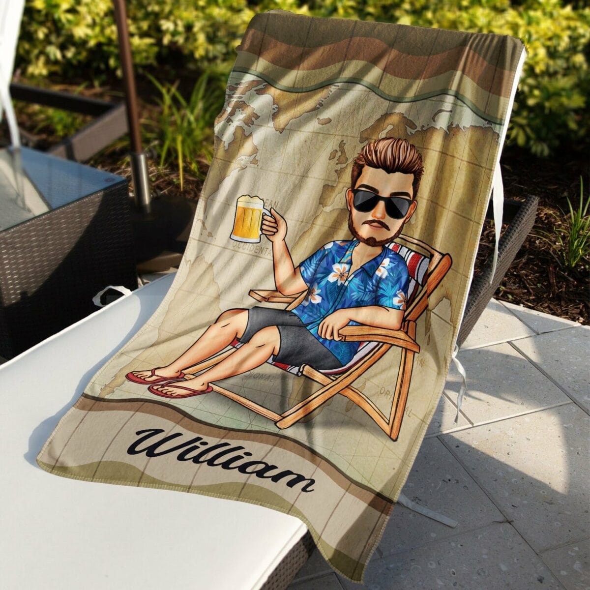 traveling beach poolside swimming picnic vacation cartoon birthday funny gift for her him besties family personalized custom beach towel gqiz6