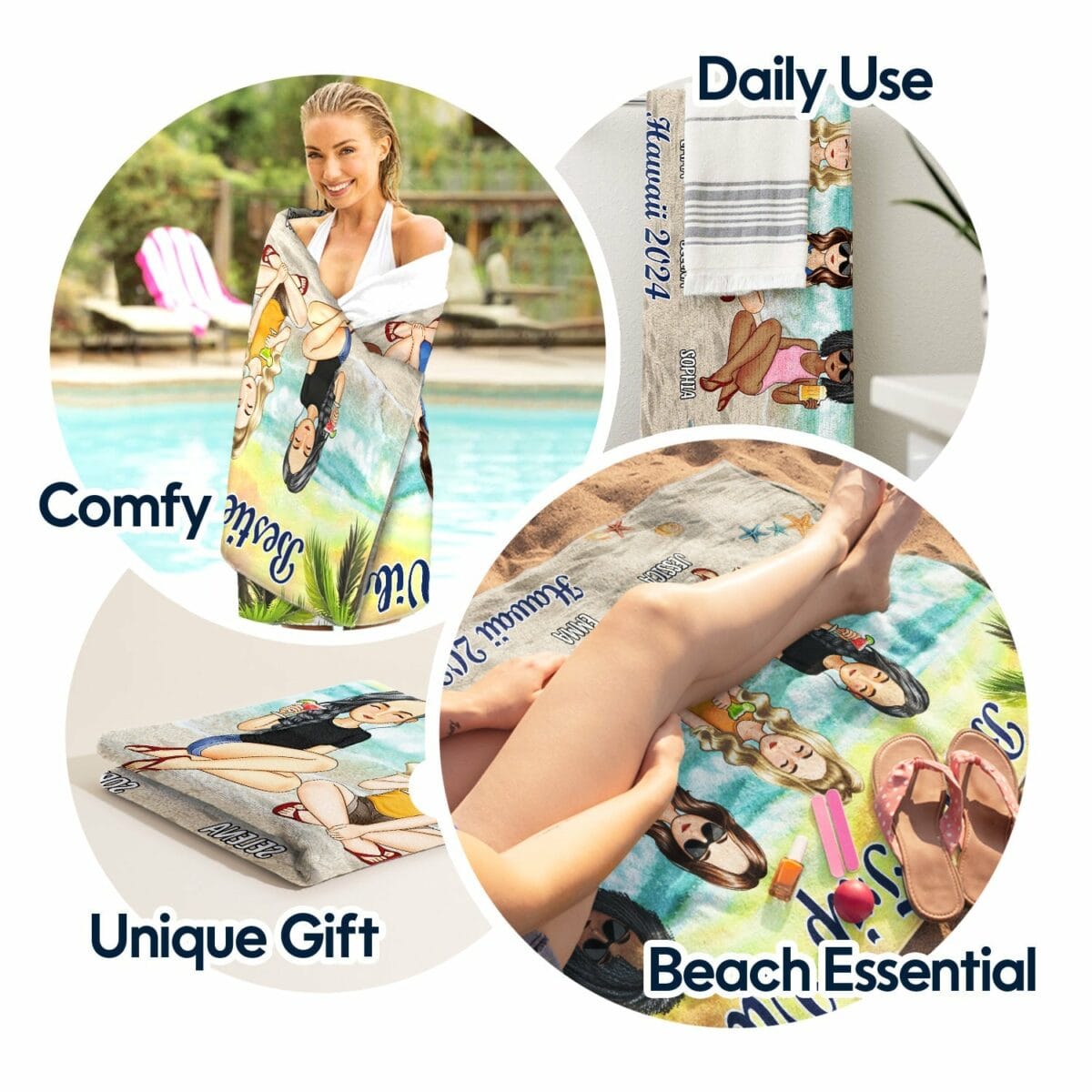 vacation trip family gift for family friends siblings personalized beach towel nfkew